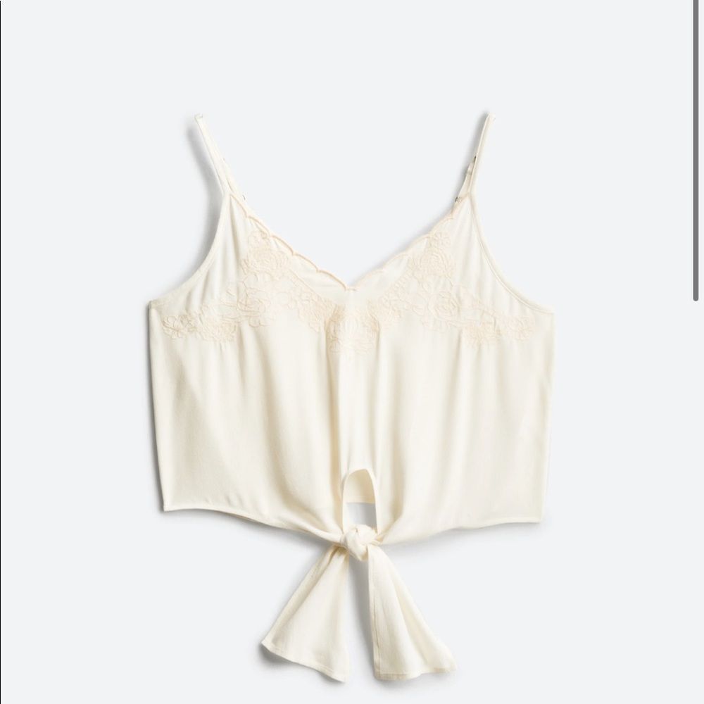 Jordie Cropped Tie Front Top‎